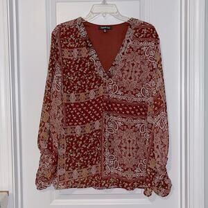 ⚡️ 3 for $30 ⚡️ Laurel Grey Long Sleeve Floral and Paisley Top